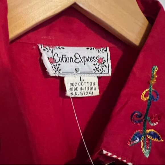 Vintage Cotton Express Embroidered Red Western Shirt Size Large Cowgirlcore NWT - Picture 6 of 13